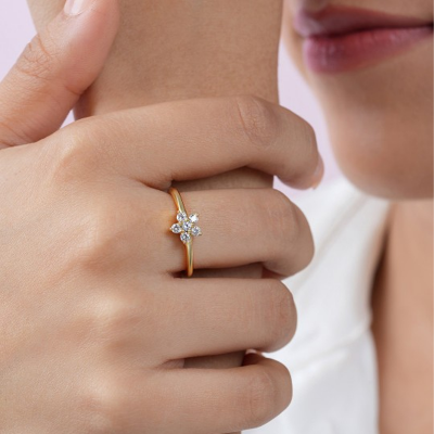 925 Sterling Silver Gold Plated Blossoming Beauty Finger Ring